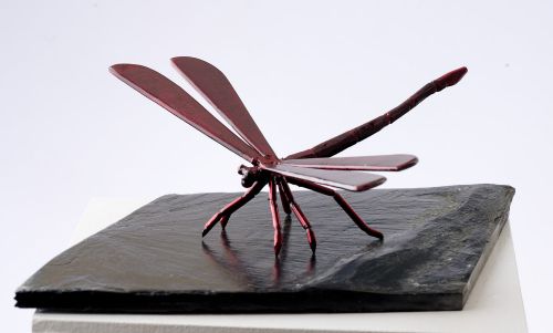 Red Dragonfly sculpture by Paul Cacioli
