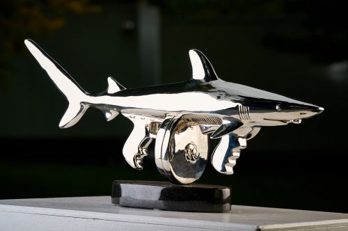 Tommy Gun Shark sculpture by Todd Lyndon Stuart
