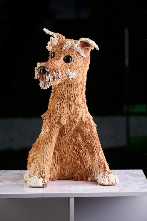 Brown Dog sculpture by Heather Wilson