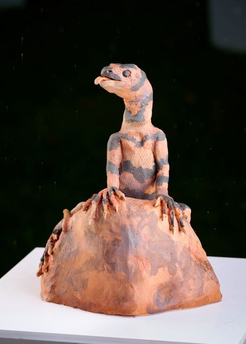 Brown Monitor Lizard sculpture by Heather Wilson