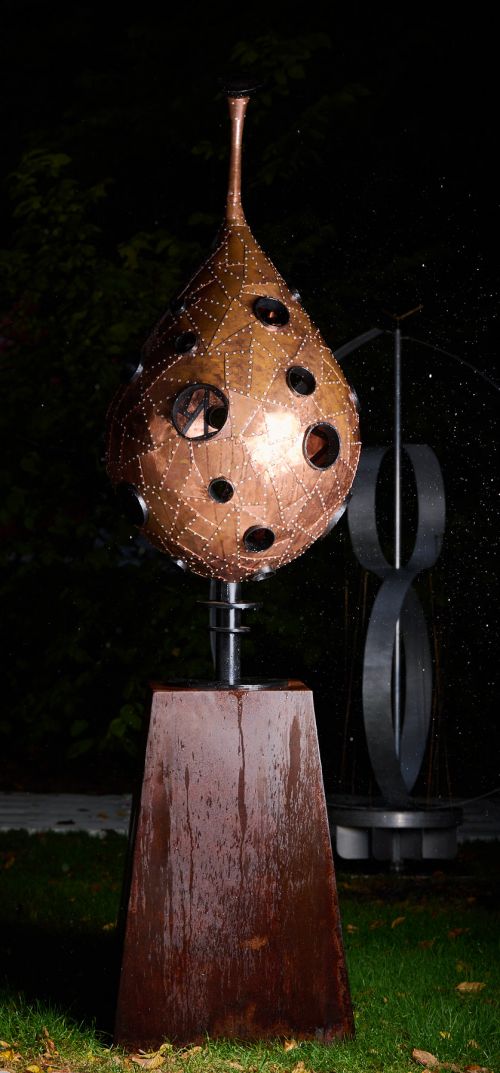 Copper Pod sculpture by Andre Sardone