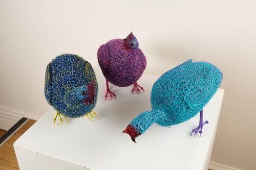 An Improbability of Guinea Fowl sculpture by Vicki Combridge