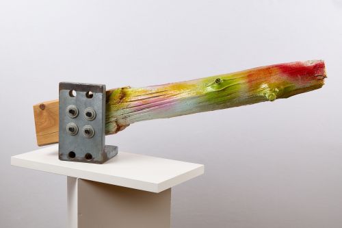 Rainbow Post sculpture by Andre Piotrowski