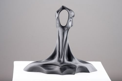 Western philosopher of spectacular intellect, wondering if the cries of a dying child buried under the rubble, make a sound if there is no one in the forest to hear them sculpture by Rajko Grbac