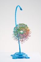 RARE wide mouth rainbow fish on stand