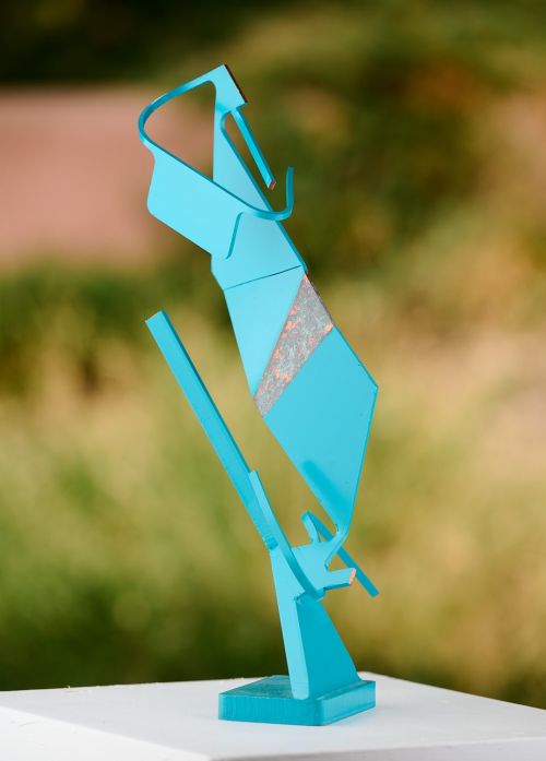 Turquoise Twister sculpture by Andre Piotrowski